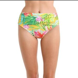 La Blanca yellow Floral bikini bottoms with PSF 50 and tummy control size 10